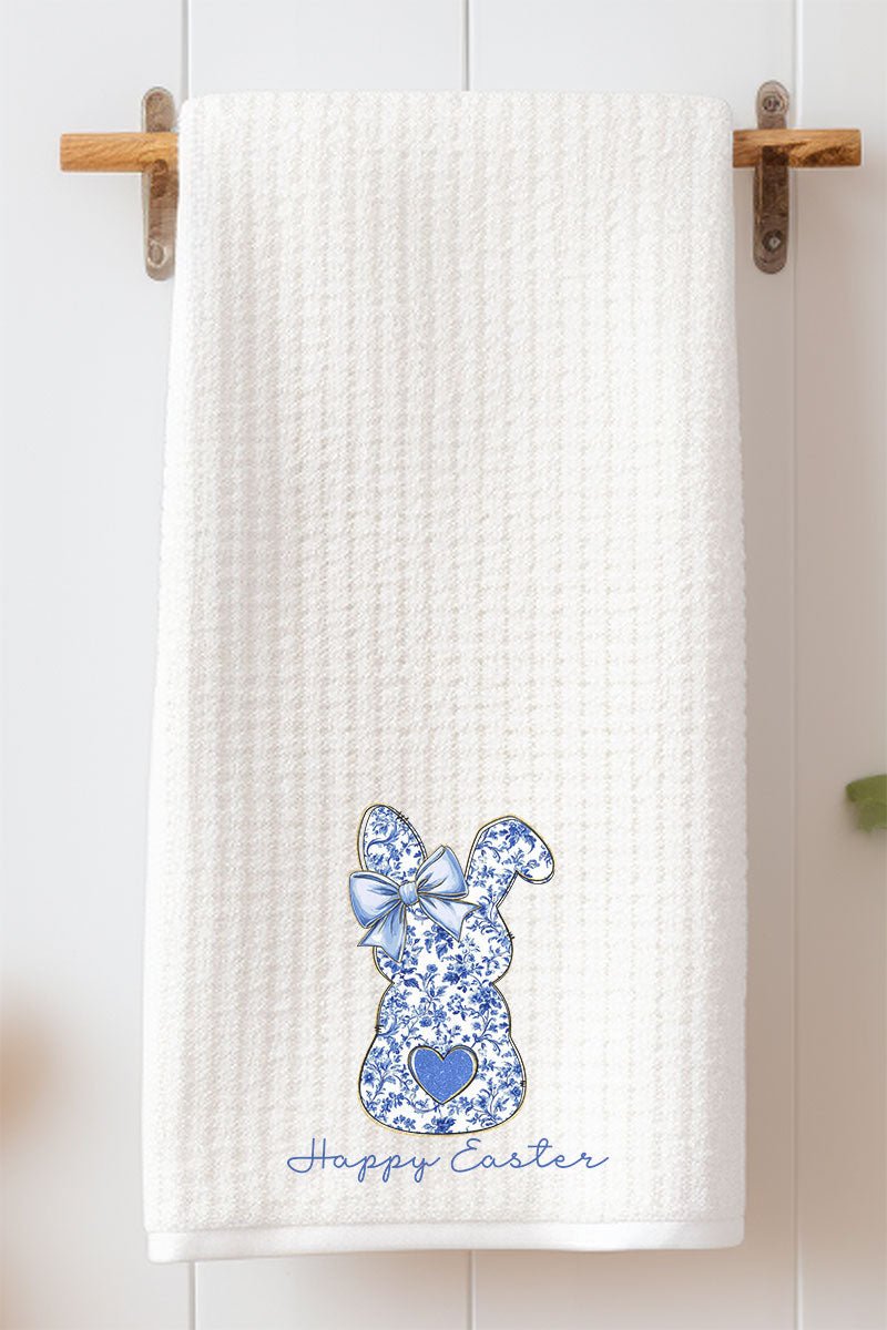 Happy Easter Chinoiserie Bunny Waffle Kitchen Towel - Wholesale Accessory Market