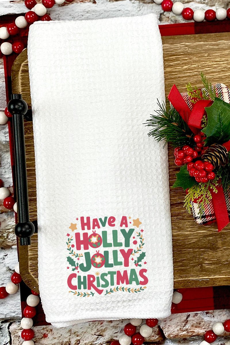 Have A Holly Jolly Christmas Waffle Kitchen Towel - Wholesale Accessory Market