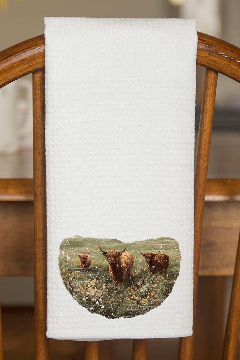 Highland Herd Waffle Kitchen Towel - Wholesale Accessory Market