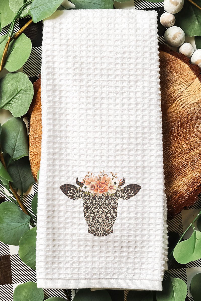 Leopard Boho Heifer Waffle Kitchen Towel - Wholesale Accessory Market