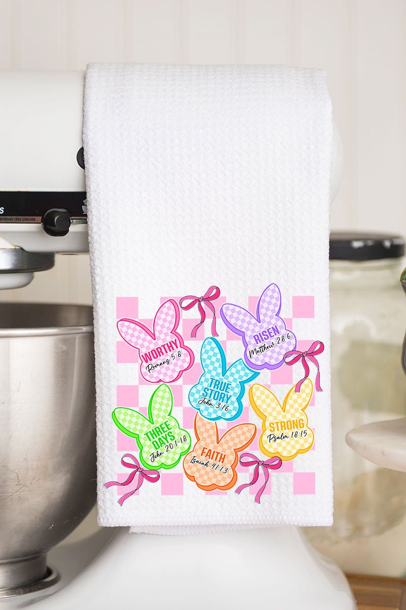 Little Bunnies, Big Faith Waffle Kitchen Towel - Wholesale Accessory Market