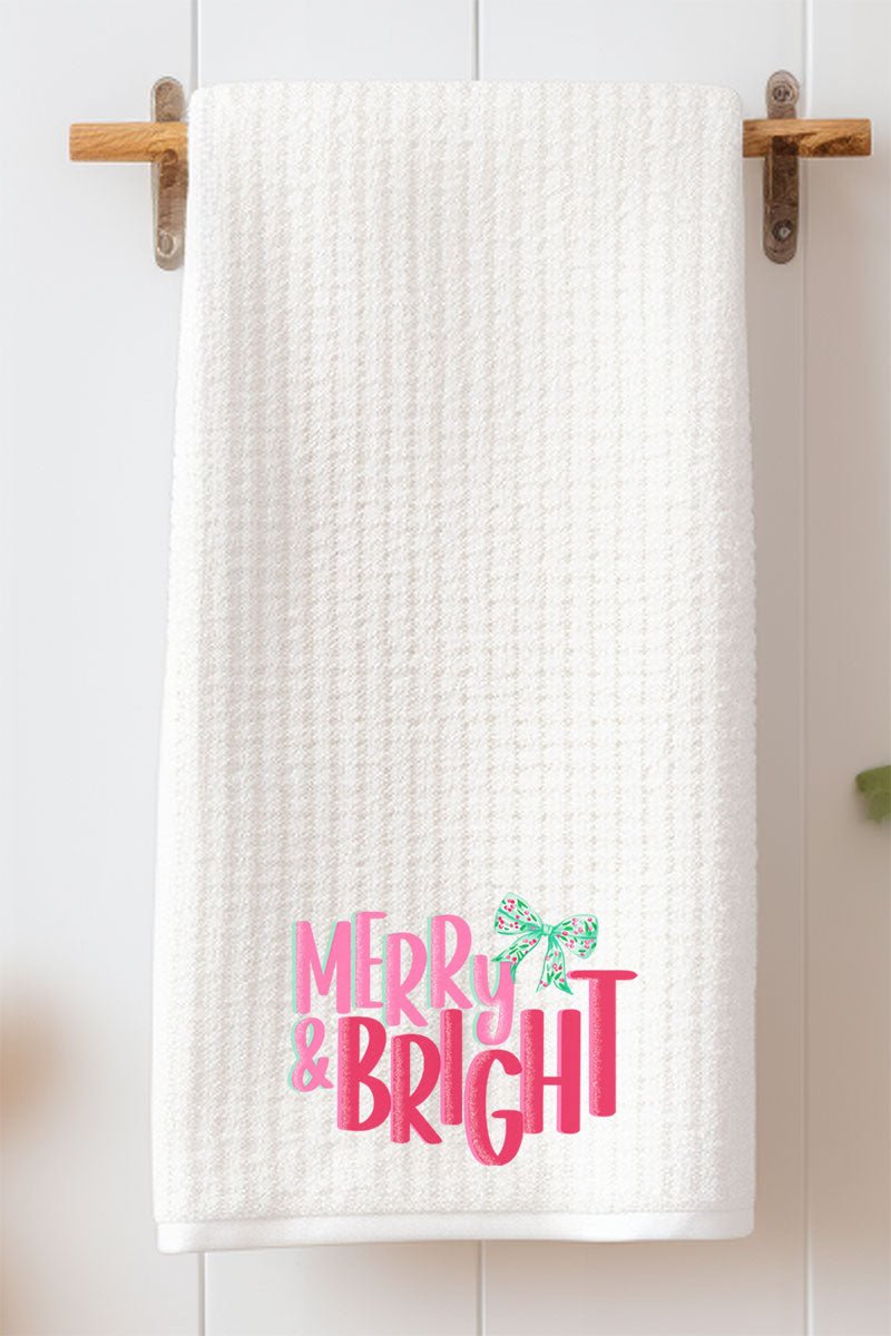 Merry And Bright Coquette Bow Waffle Kitchen Towel - Wholesale Accessory Market
