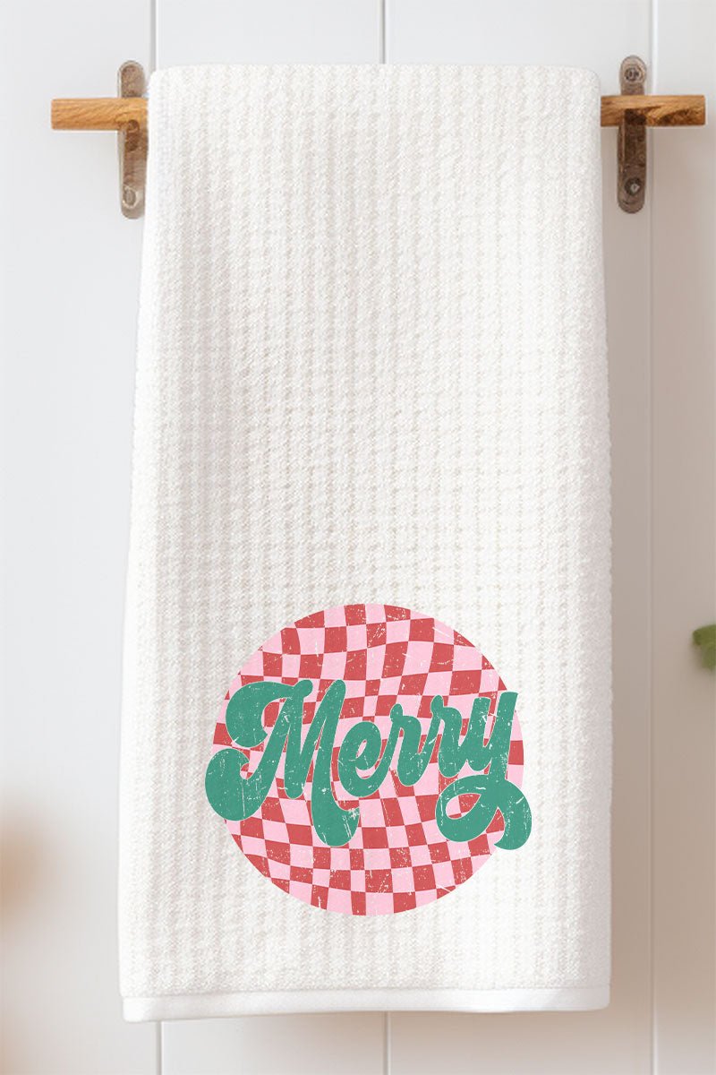 Merry Retro Check Waffle Kitchen Towel - Wholesale Accessory Market