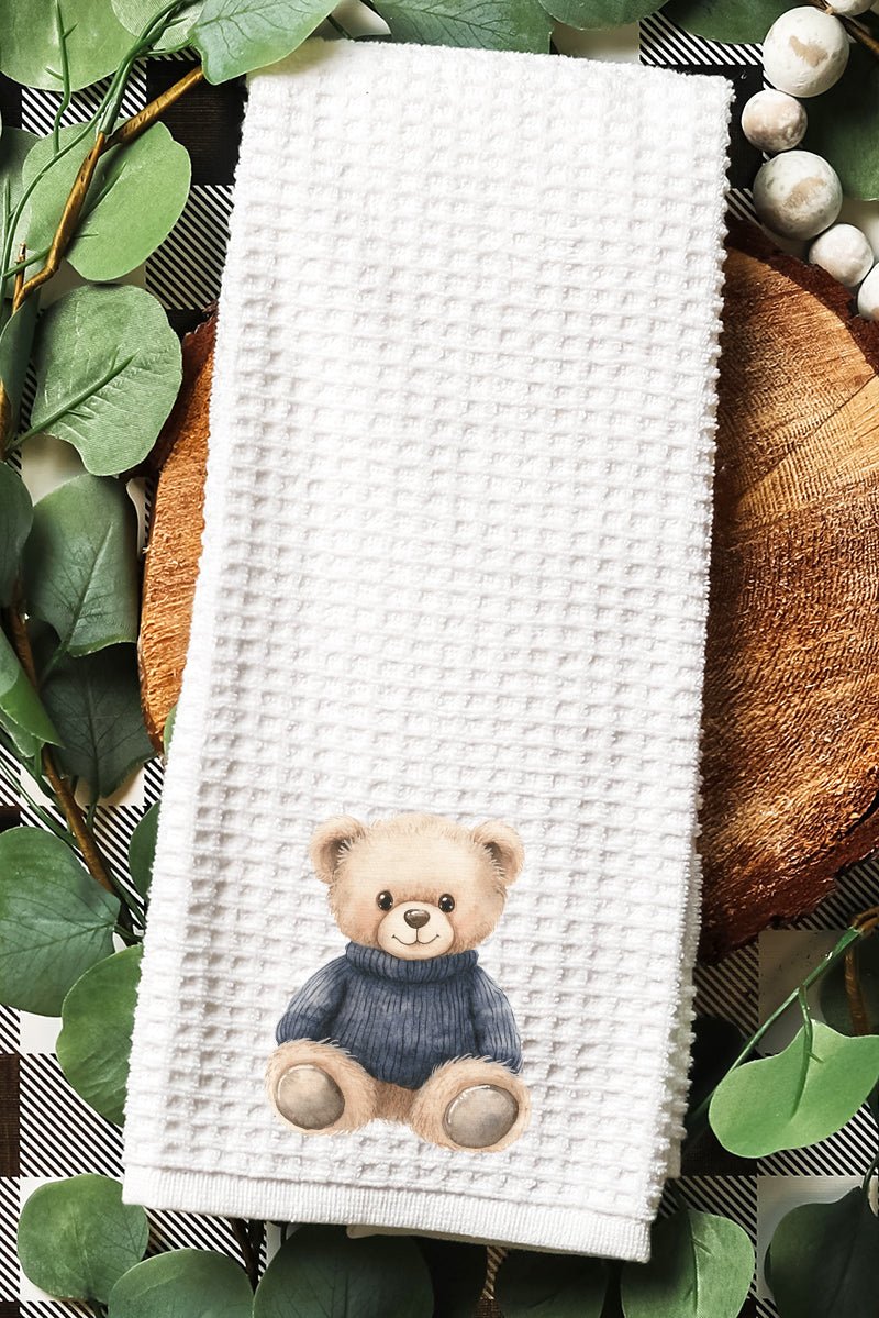 Navy Vintage Teddy Bear Waffle Kitchen Towel - Wholesale Accessory Market
