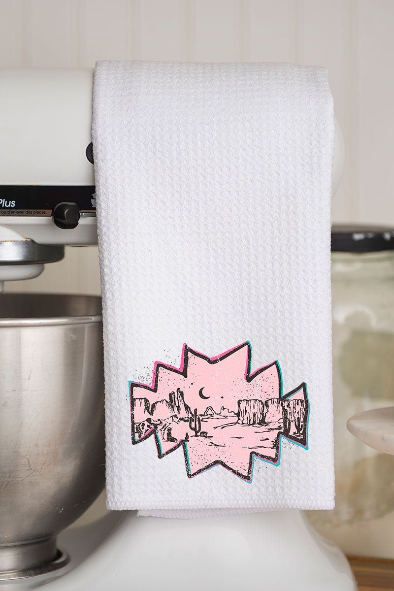 Pink Mesa Moonrise Waffle Kitchen Towel - Wholesale Accessory Market