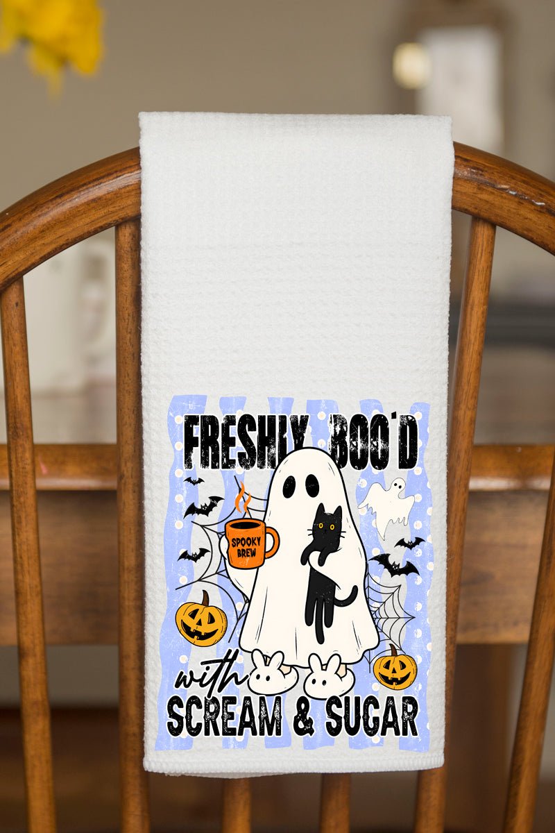 Scream & Sugar Ghost Brew Waffle Kitchen Towel - Wholesale Accessory Market