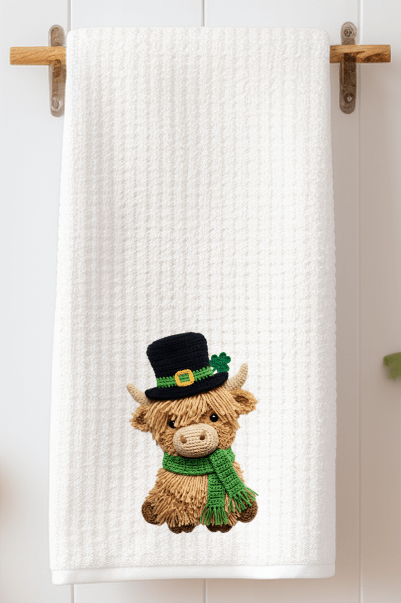 Shamrock & Moo Faux Yarn Waffle Kitchen Towel - Wholesale Accessory Market