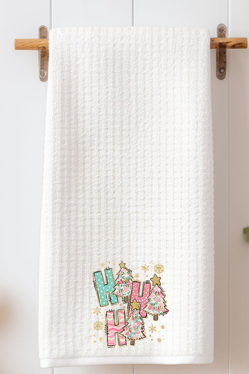 Sparkle Ho Ho Ho Preppy Blossom Waffle Kitchen Towel - Wholesale Accessory Market