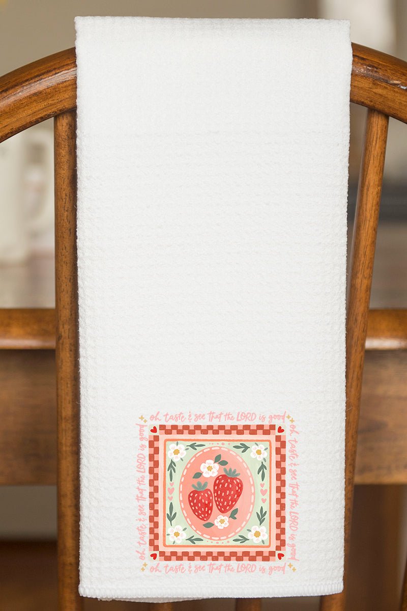 Strawberry Oh Taste & See Waffle Kitchen Towel - Wholesale Accessory Market