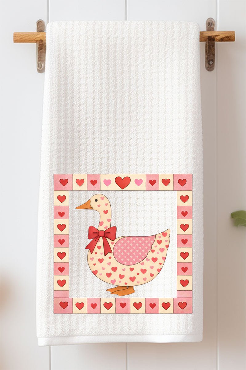 Sweetheart Goose Waffle Kitchen Towel - Wholesale Accessory Market
