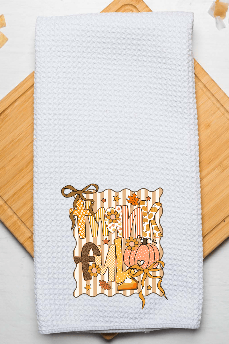Thankful Doodle Coquette Waffle Kitchen Towel - Wholesale Accessory Market