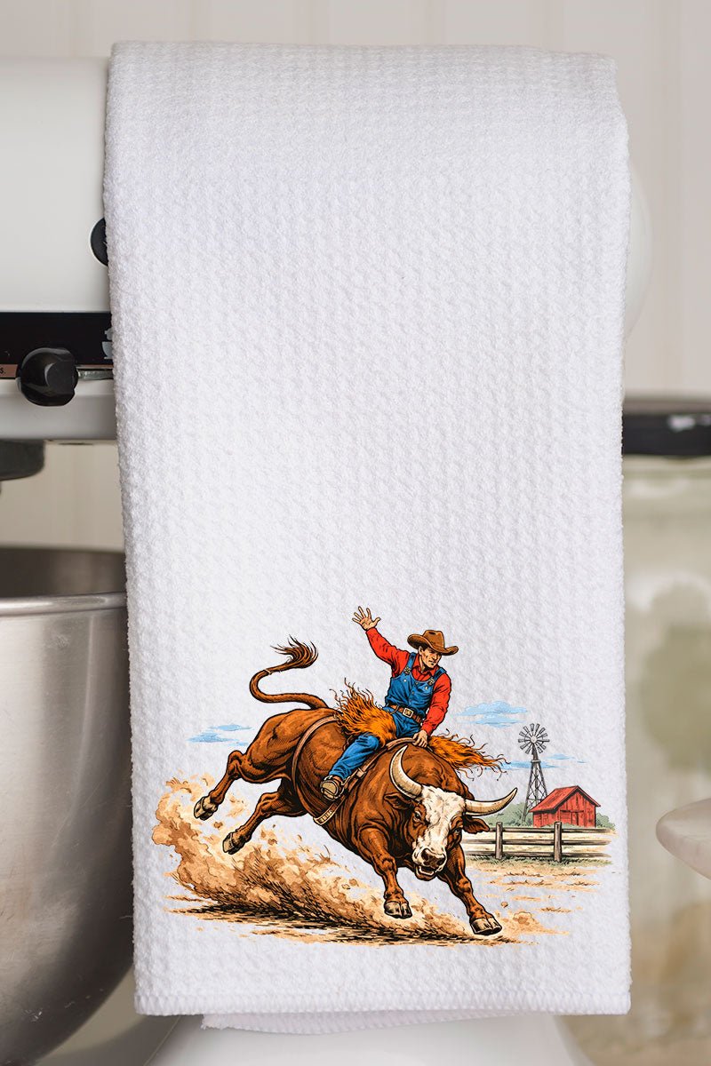 Vintage Rodeo Cowboy Waffle Kitchen Towel - Wholesale Accessory Market