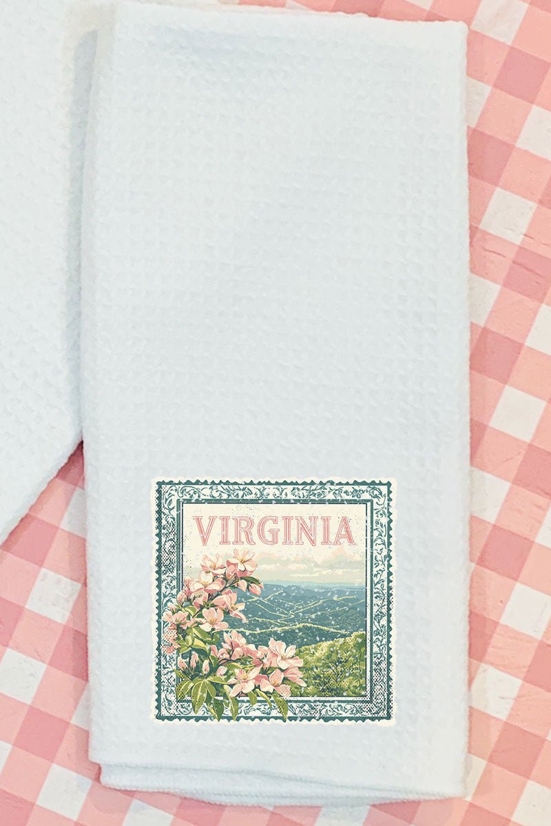 Vintage Virginia Stamp Waffle Kitchen Towel - Wholesale Accessory Market