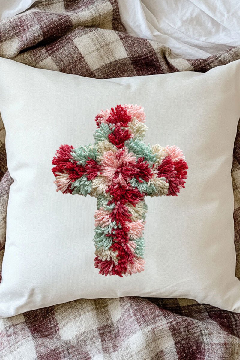 Faux Yarn Cross Decorative Pillow Cover - Wholesale Accessory Market