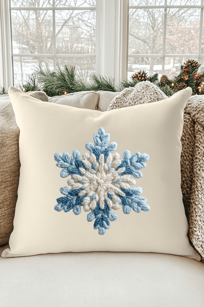 Faux Yarn Snow Day Snowflake Decorative Pillow Cover - Wholesale Accessory Market
