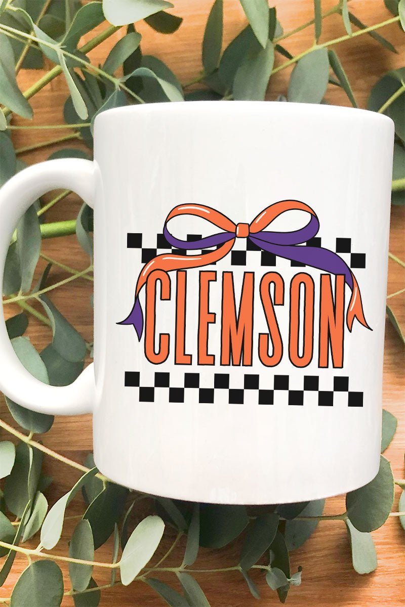 Bow Clemson Check Ceramic Mug - Wholesale Accessory Market