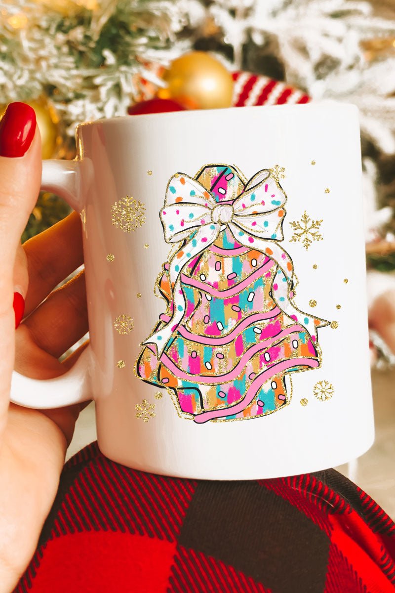 Brushed Colorful Christmas Tree Cake Ceramic Mug - Wholesale Accessory Market