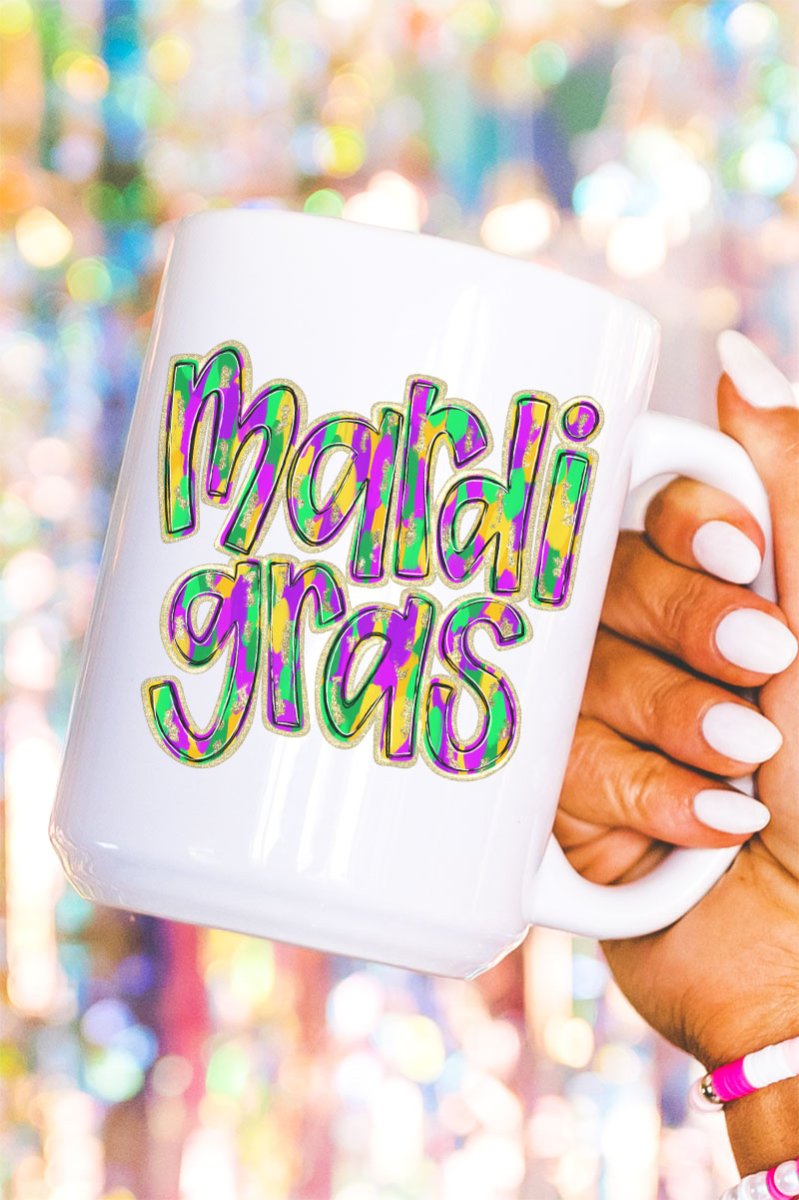 Brushed Mardi Gras Ceramic Mug - Wholesale Accessory Market