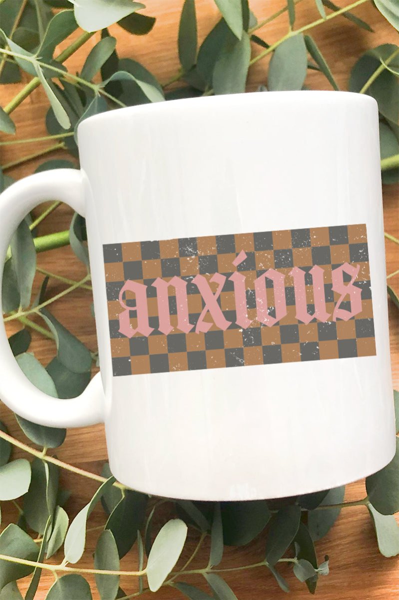 Checkered Anxious Ceramic Mug - Wholesale Accessory Market