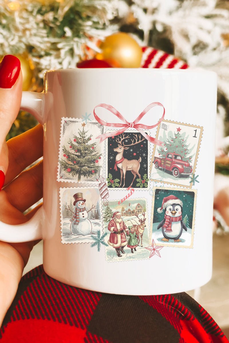 Christmas Vintage Stamps Ceramic Mug - Wholesale Accessory Market