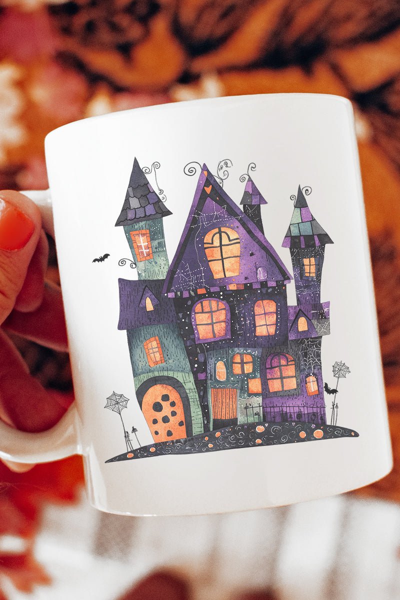 Faux Patchwork Haunted House Ceramic Mug - Wholesale Accessory Market