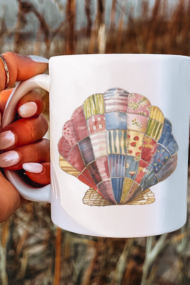 Faux Patchwork Seashell Ceramic Mug - Wholesale Accessory Market