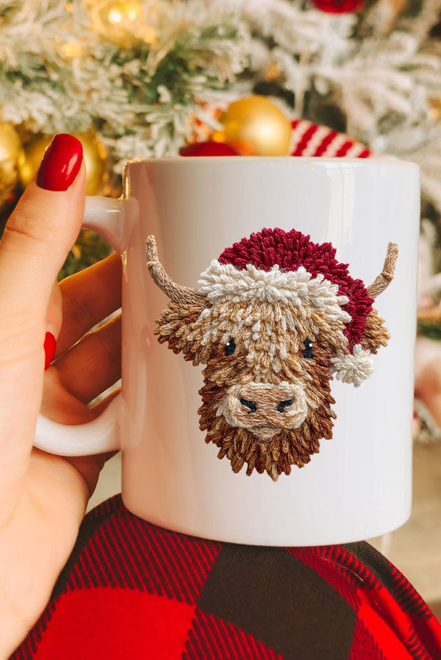 Faux Yarn Highland Cow Ceramic Mug - Wholesale Accessory Market