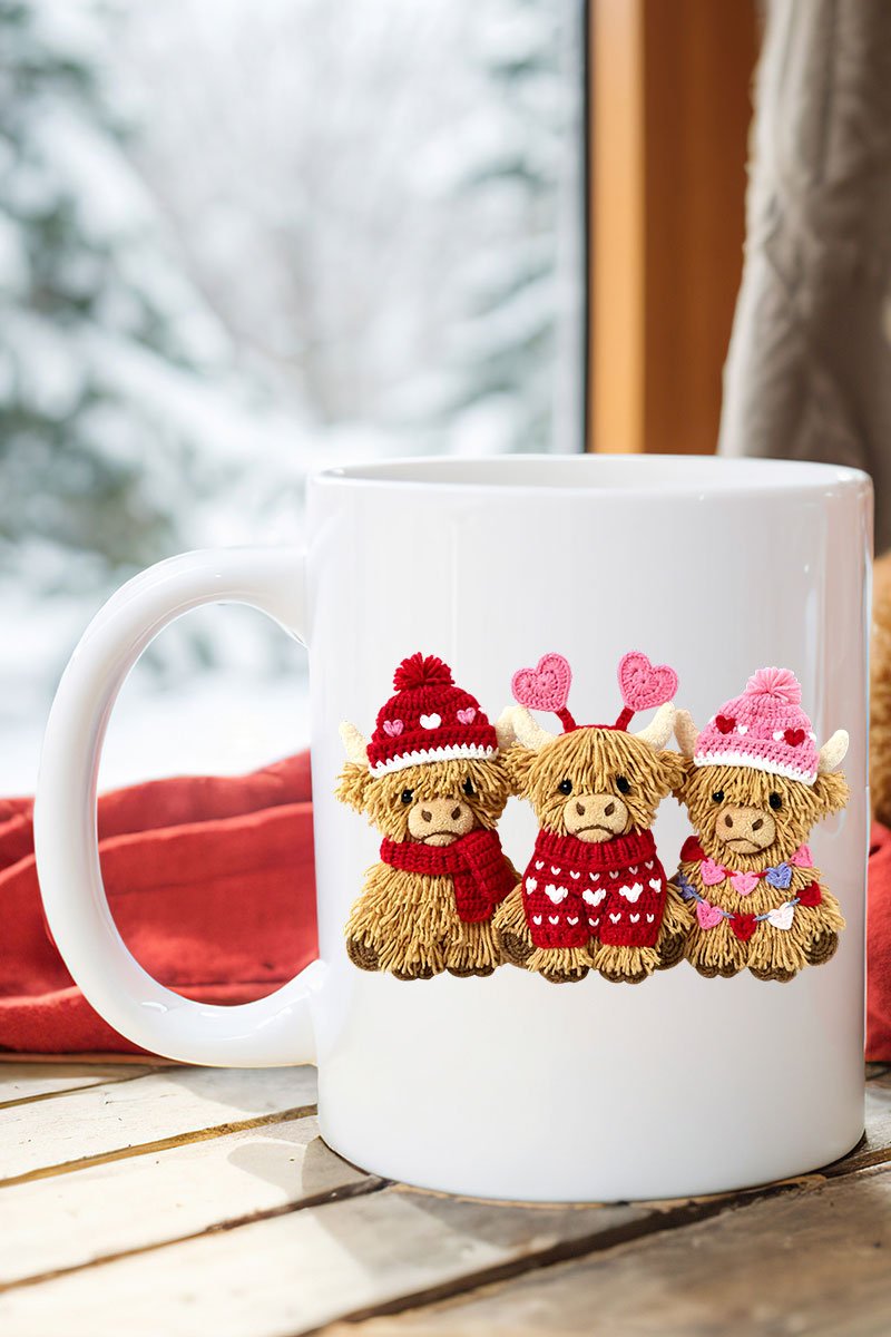 Faux Yarn Highland Hearts Ceramic Mug - Wholesale Accessory Market