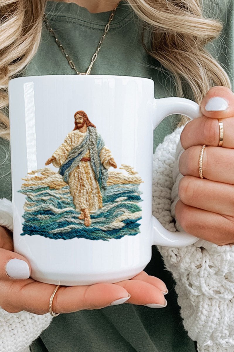 Faux Yarn Walking On Water Ceramic Mug - Wholesale Accessory Market