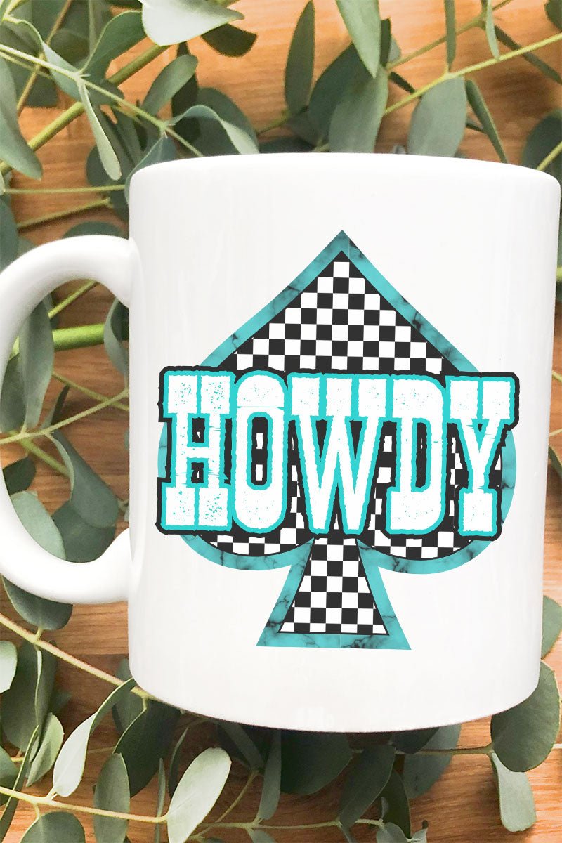 Howdy Checkered Spades Ceramic Mug - Wholesale Accessory Market