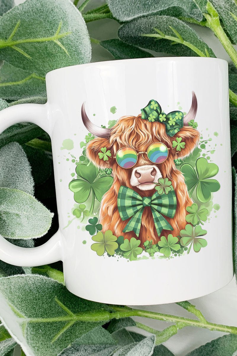 Lucky Clover Highland Cow Ceramic Mug - Wholesale Accessory Market