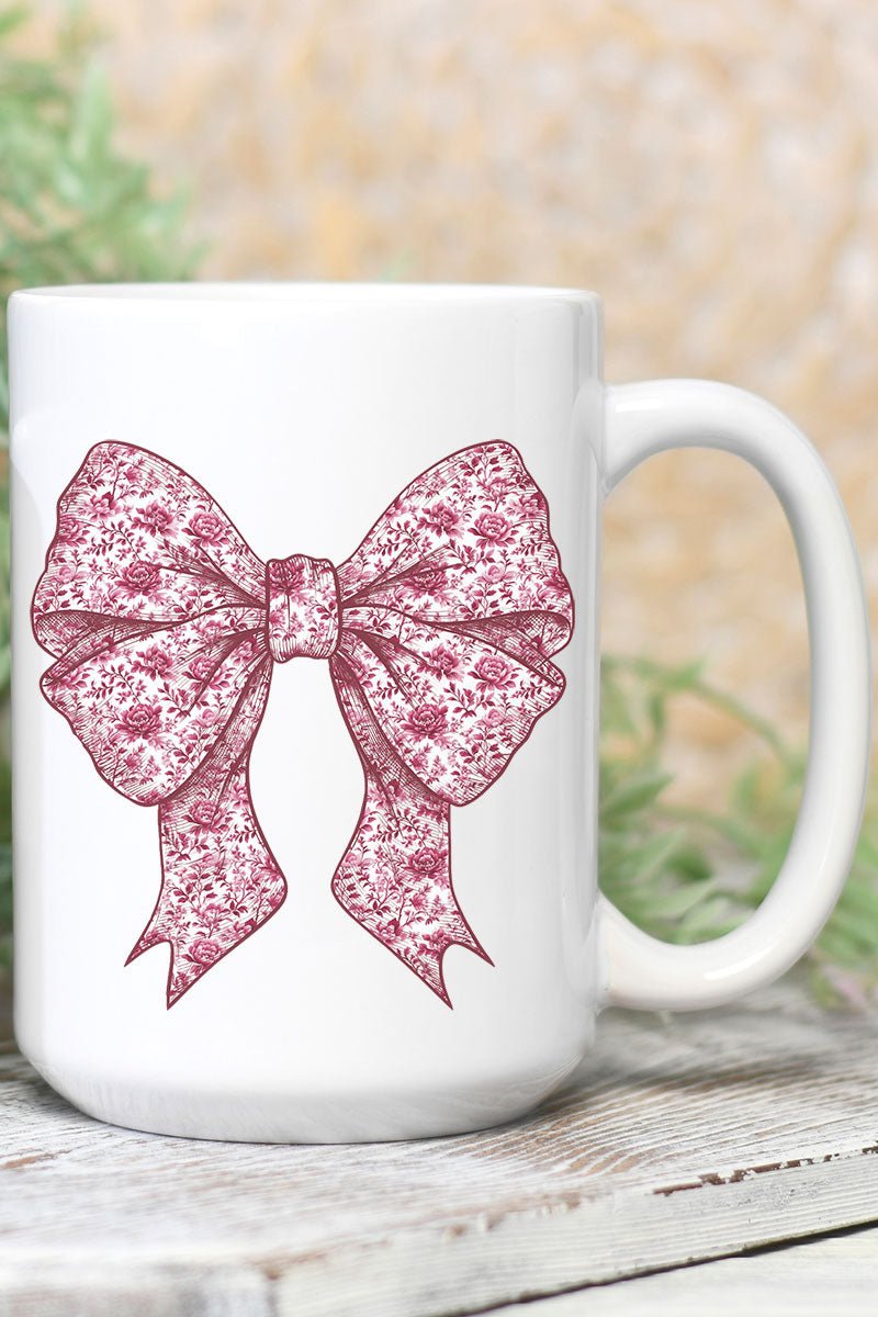 Magenta Chinoiserie Bow Ceramic Mug - Wholesale Accessory Market