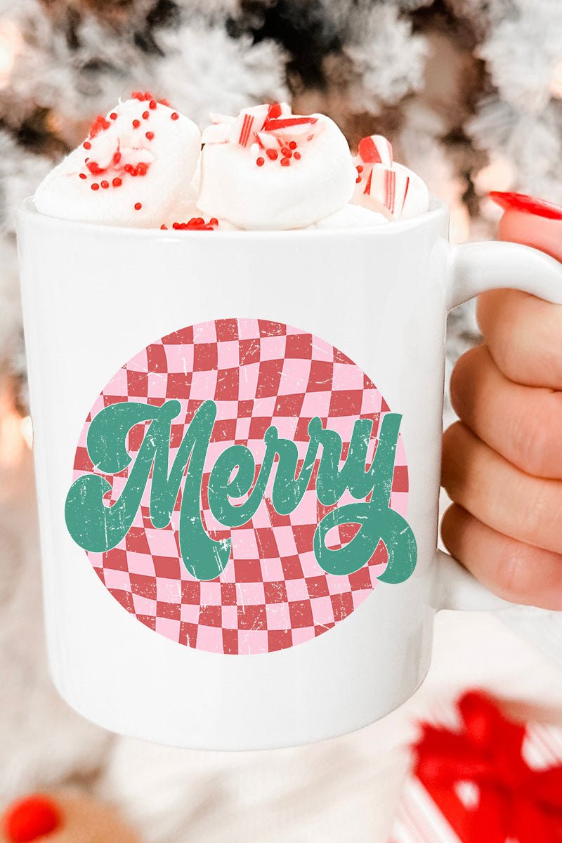 Merry Retro Check Ceramic Mug - Wholesale Accessory Market