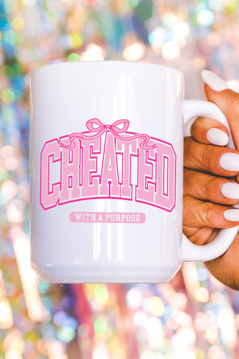 Pink Created With A Purpose Ceramic Mug - Wholesale Accessory Market