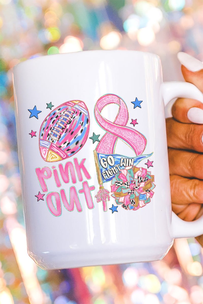 Pink Out Ribbon Doodle Ceramic Mug - Wholesale Accessory Market