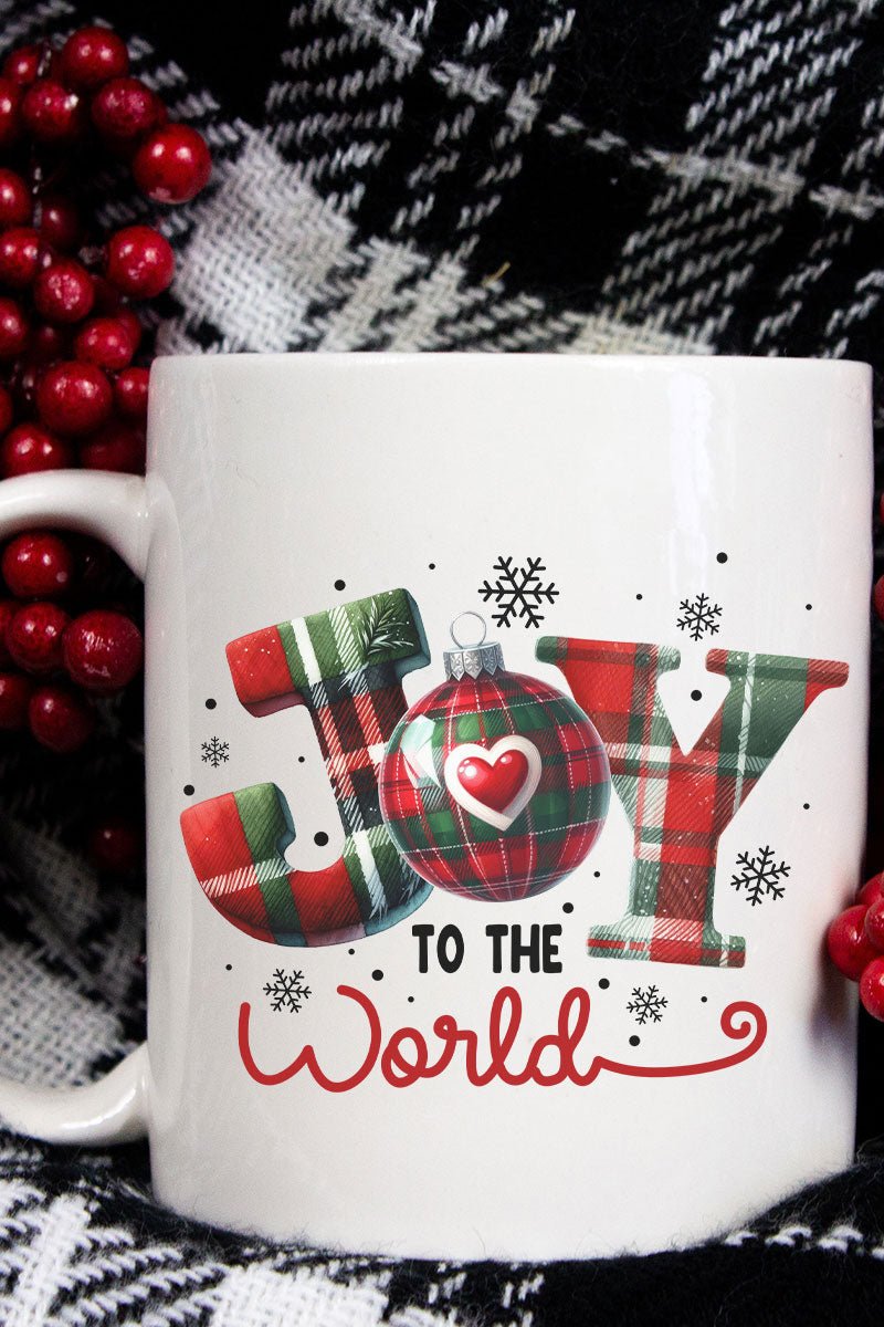 Plaid Joy To The World Ceramic Mug - Wholesale Accessory Market