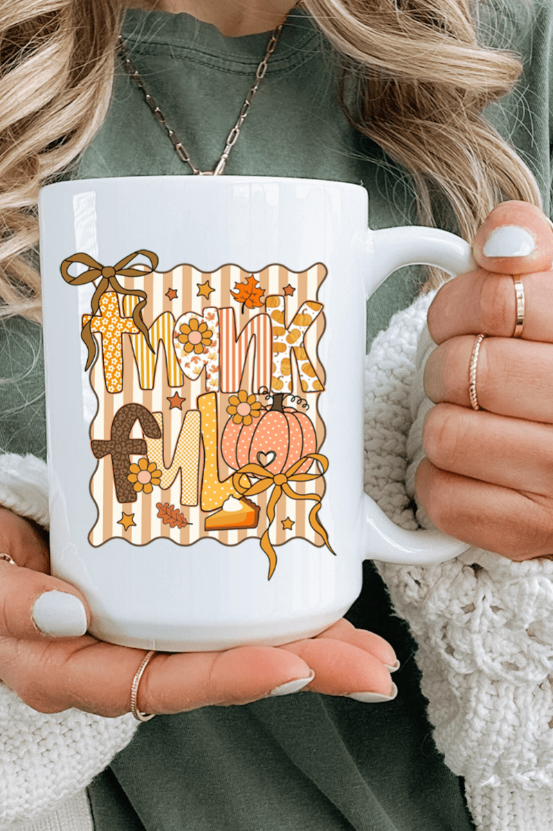 Thankful Doodle Coquette Ceramic Mug - Wholesale Accessory Market