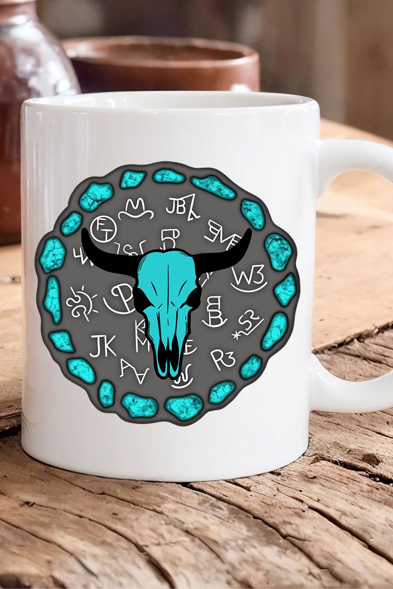 Turquoise Steer Stone Ceramic Mug - Wholesale Accessory Market