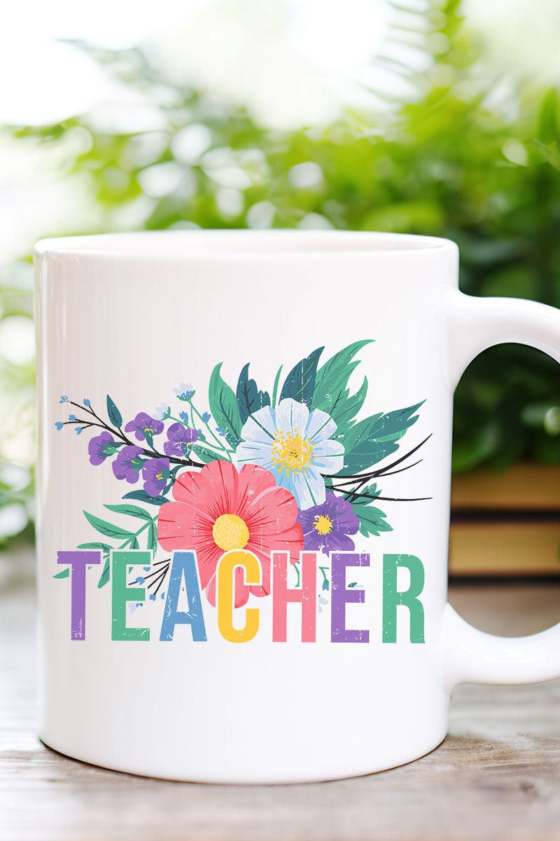 Vibrant Floral Teacher Ceramic Mug - Wholesale Accessory Market
