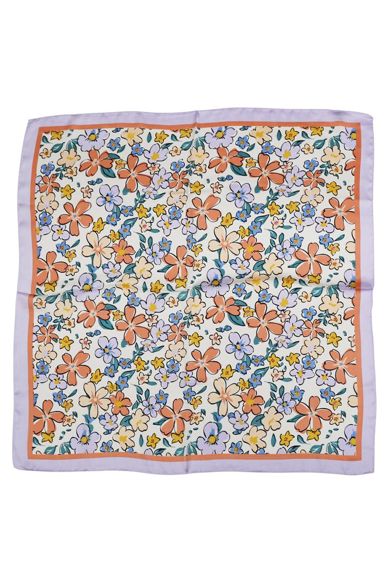 Let Your Dreams Blossom Purple Square Satin Scarf - Wholesale Accessory Market