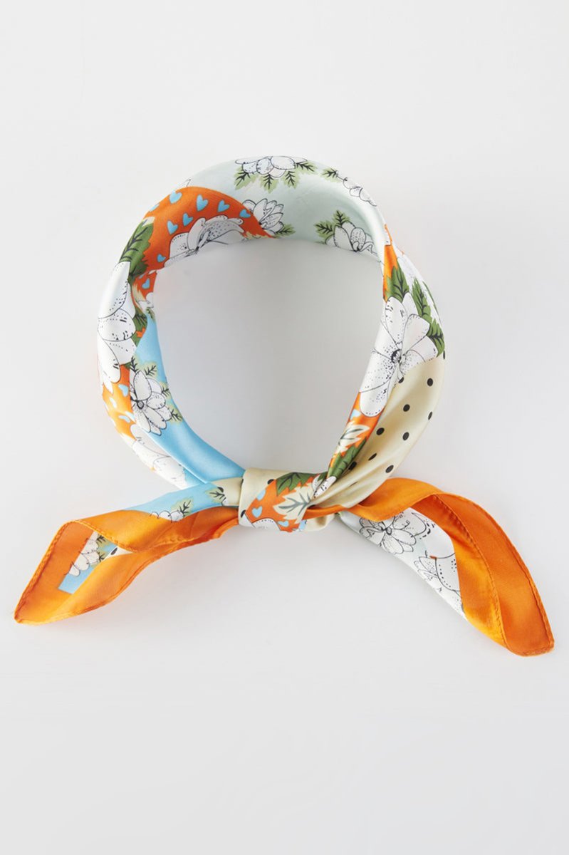 Summer Dreams Orange Square Satin Scarf - Wholesale Accessory Market