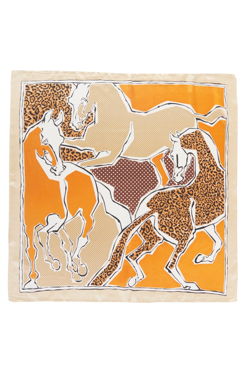 Wild Stallions Orange Square Satin Scarf - Wholesale Accessory Market