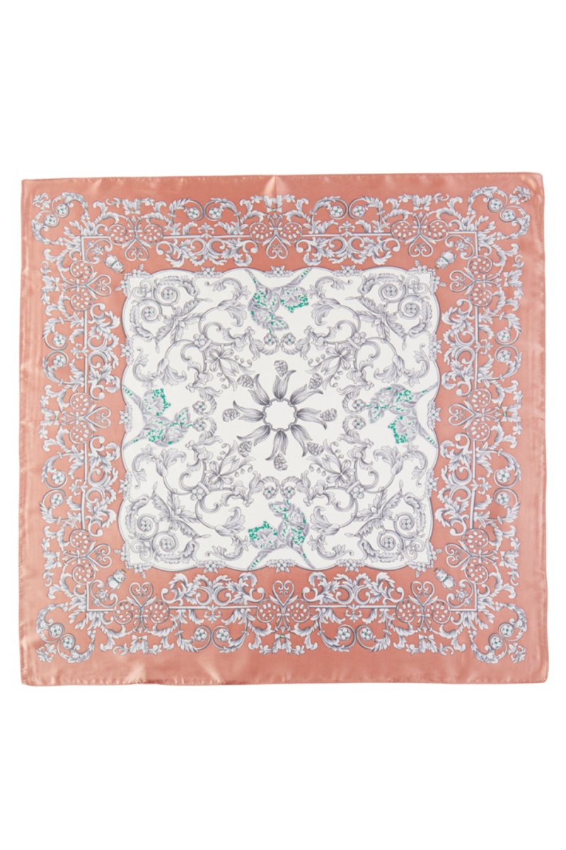 Gilded Grace Rust Square Satin Scarf - Wholesale Accessory Market