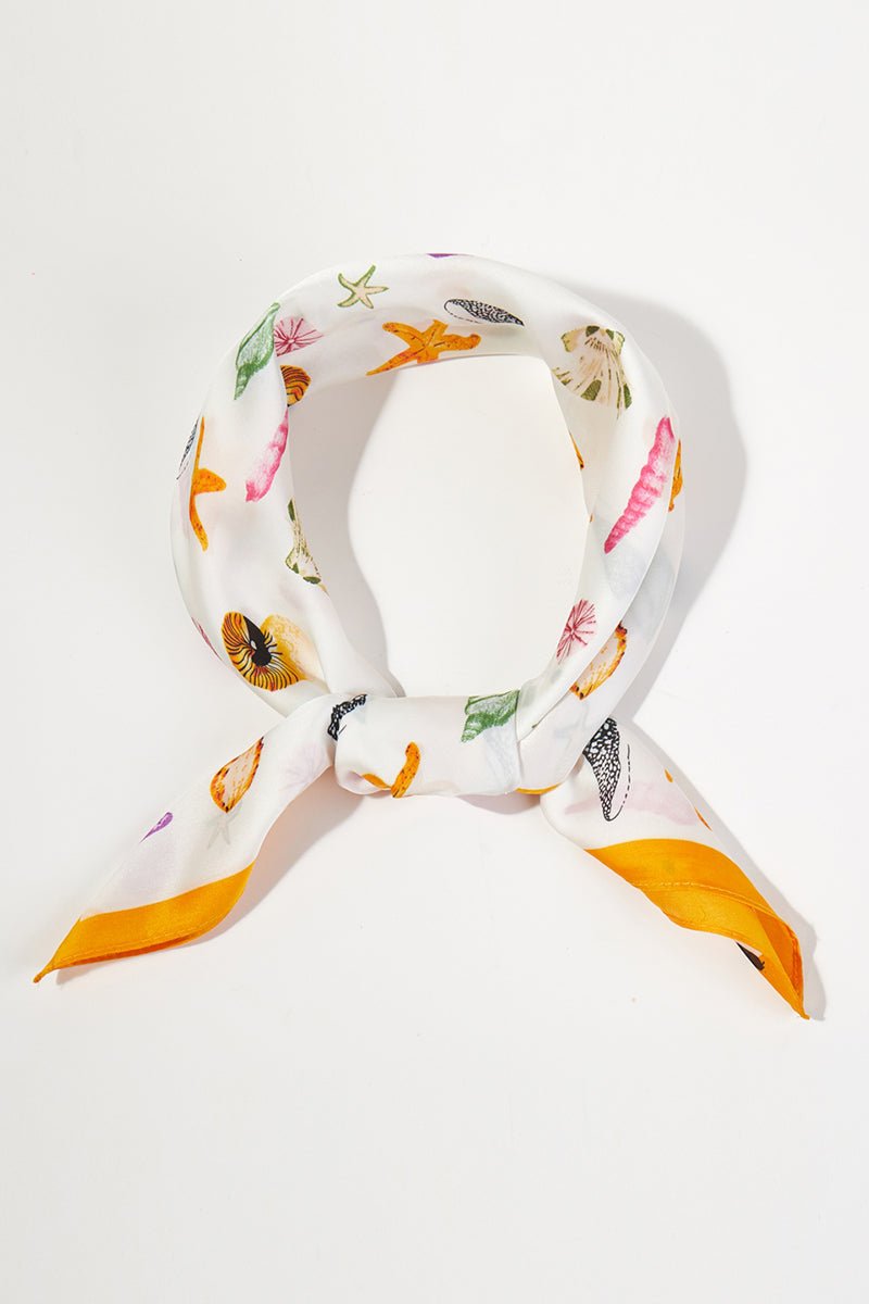 Ocean Hour Yellow Square Satin Scarf - Wholesale Accessory Market