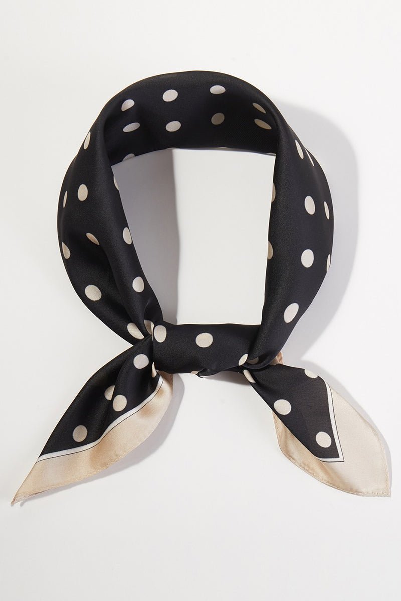 Polka Dot Perfection Black Square Satin Scarf - Wholesale Accessory Market
