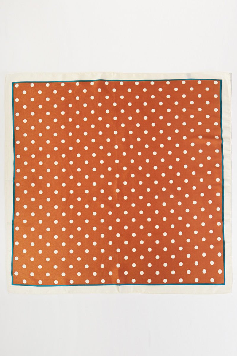 Polka Dot Perfection Rust Square Satin Scarf - Wholesale Accessory Market