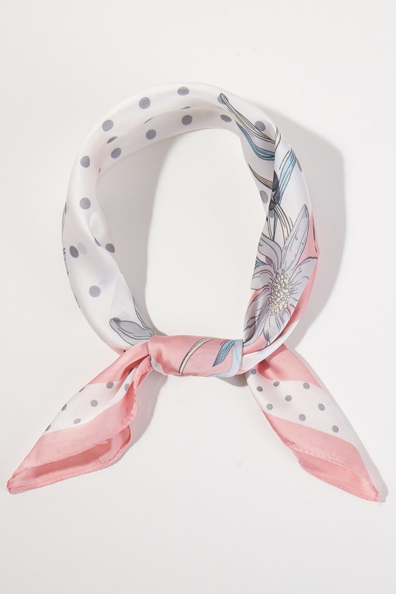 Dotted Daisy Pink Square Satin Scarf - Wholesale Accessory Market