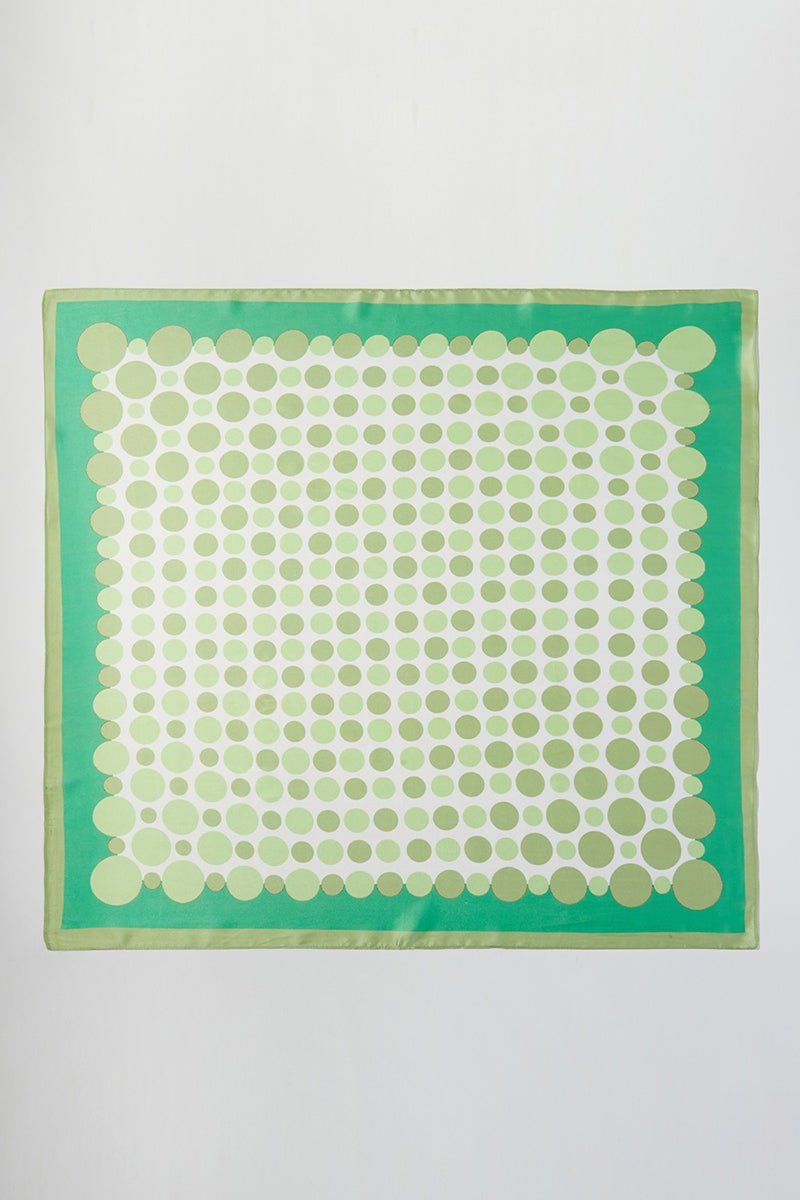 Forward Motion Green Dots Square Satin Scarf - Wholesale Accessory Market