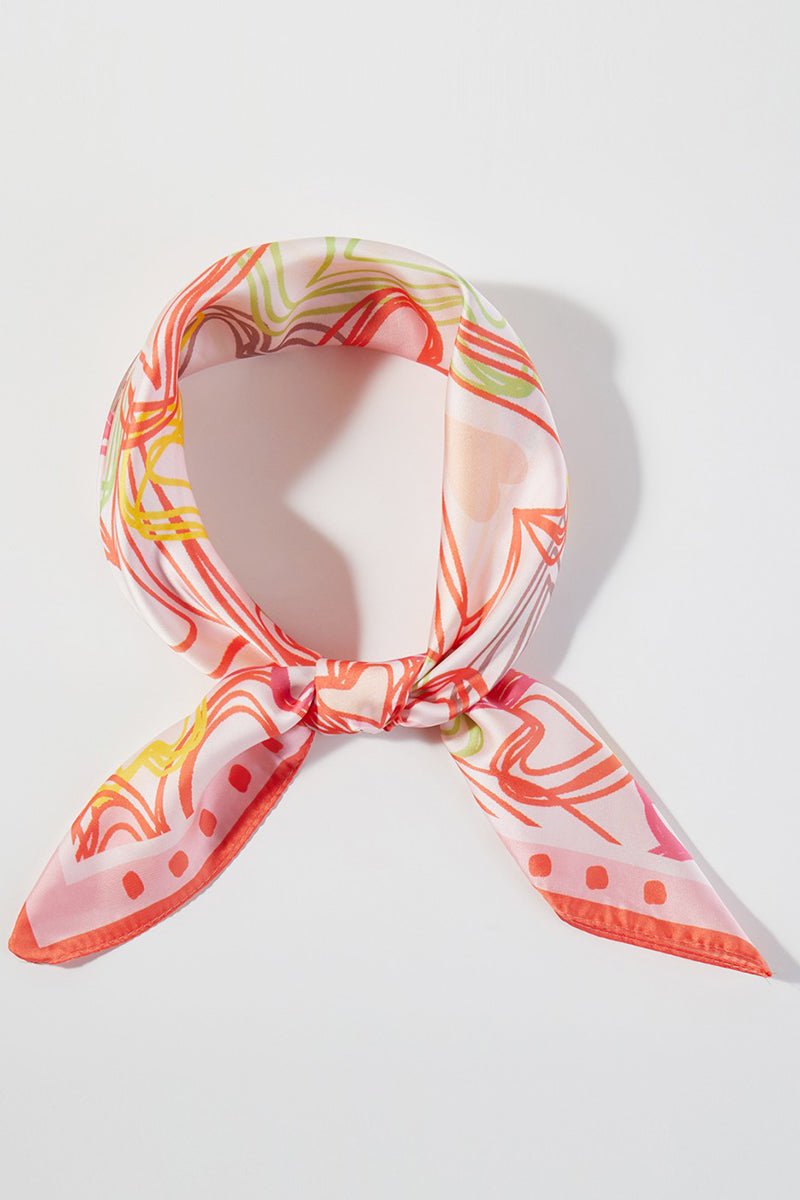 Heart Sketch Red Square Satin Scarf - Wholesale Accessory Market