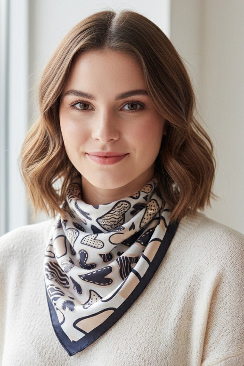 Love In Motion Black Square Satin Scarf - Wholesale Accessory Market